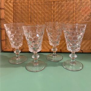 VINTAGE SET OF 4 WESTMORELAND GLASS THOUSAND EYE GOBLETS EUC